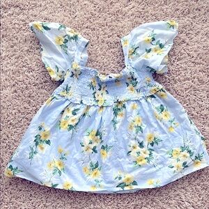 Beautiful, blue & yellow floral, smocked Janie and Jack summer top